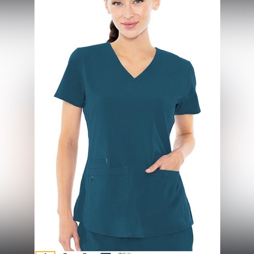 NWT-Med couture scrub top-Large-carribean blue
